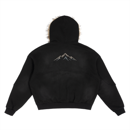 Alpine Retreat | Fur-Trimmed Boxy Zip Hoodie