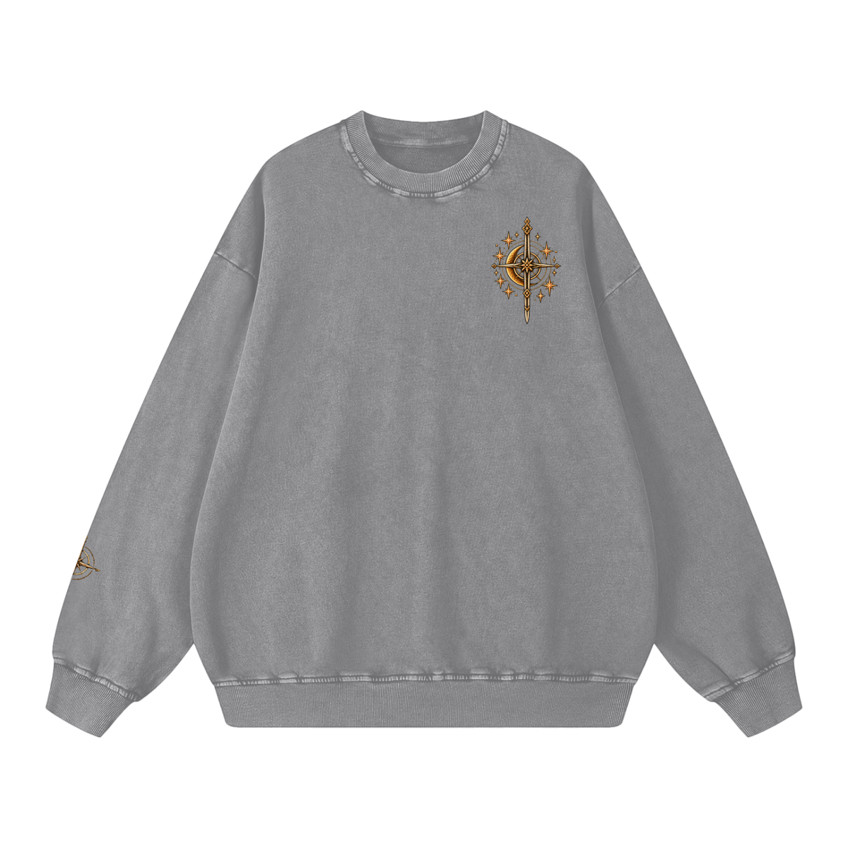 Celestial Compass | Oversized Washed Crewneck