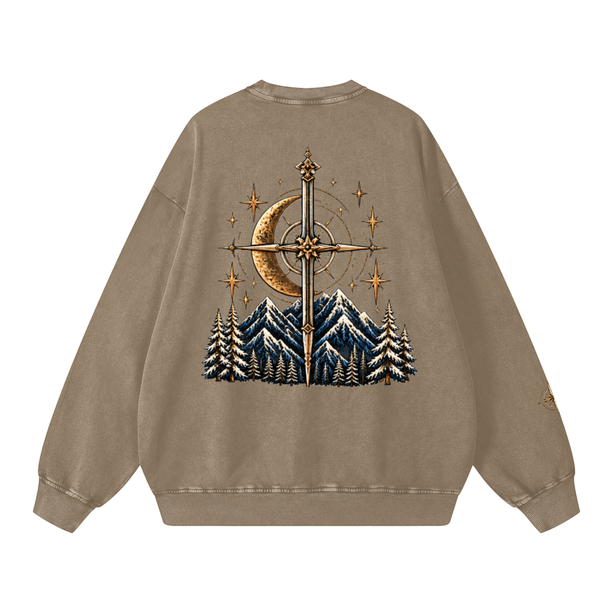 Celestial Compass | Oversized Washed Crewneck