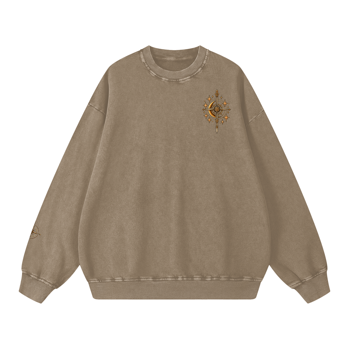 Celestial Compass | Oversized Washed Crewneck