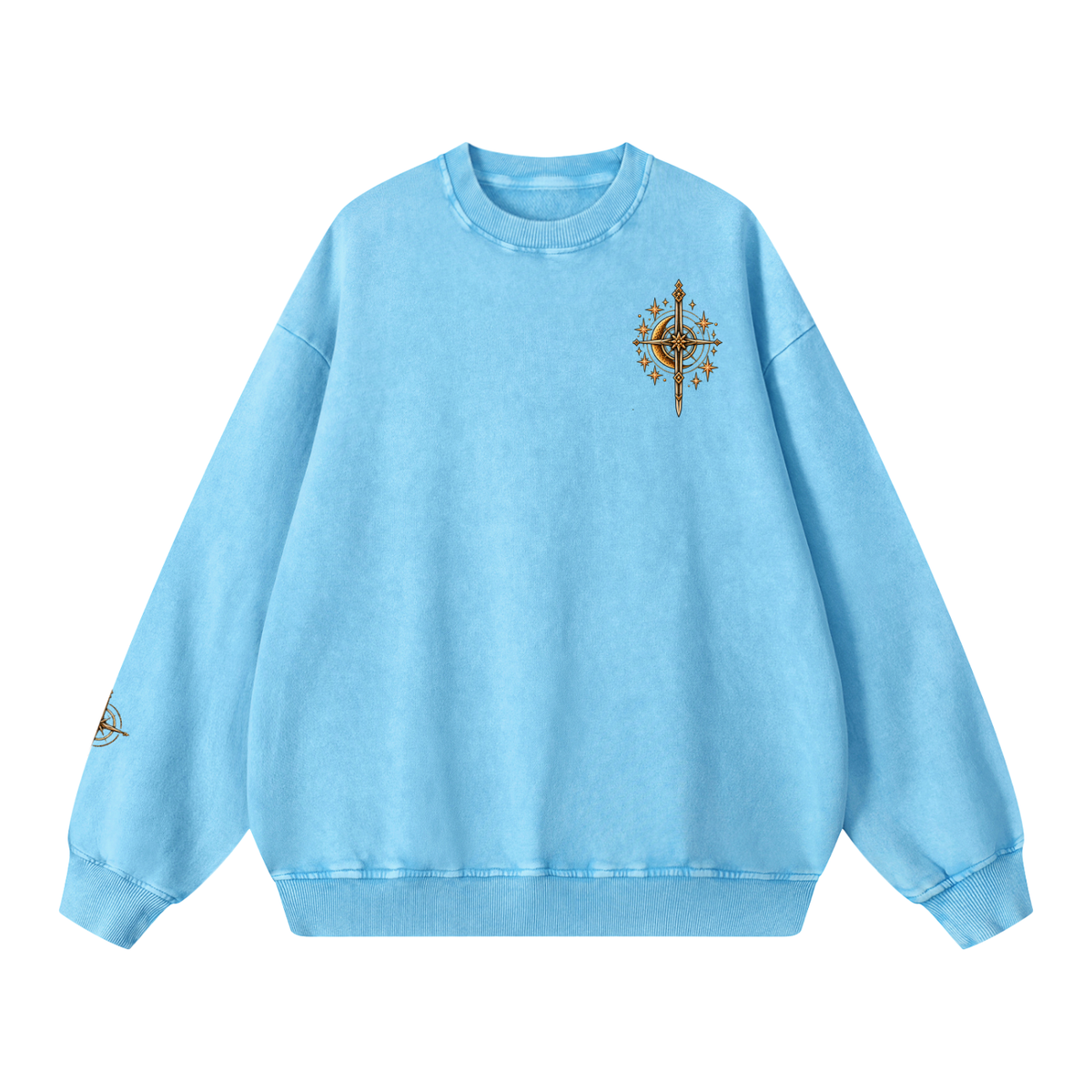 Celestial Compass | Oversized Washed Crewneck