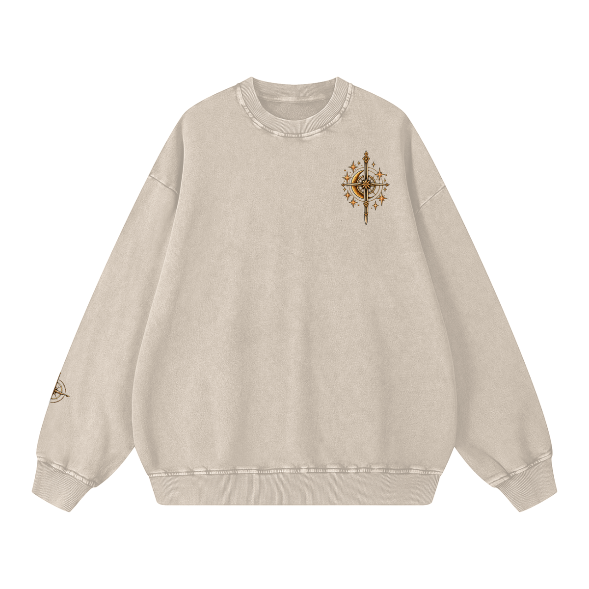 Celestial Compass | Oversized Washed Crewneck