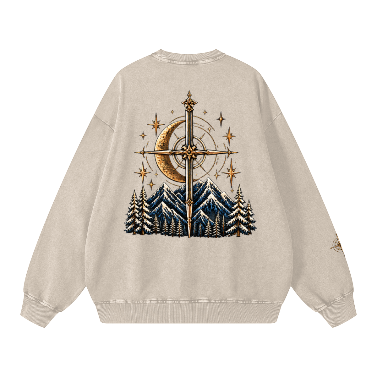 Celestial Compass | Oversized Washed Crewneck