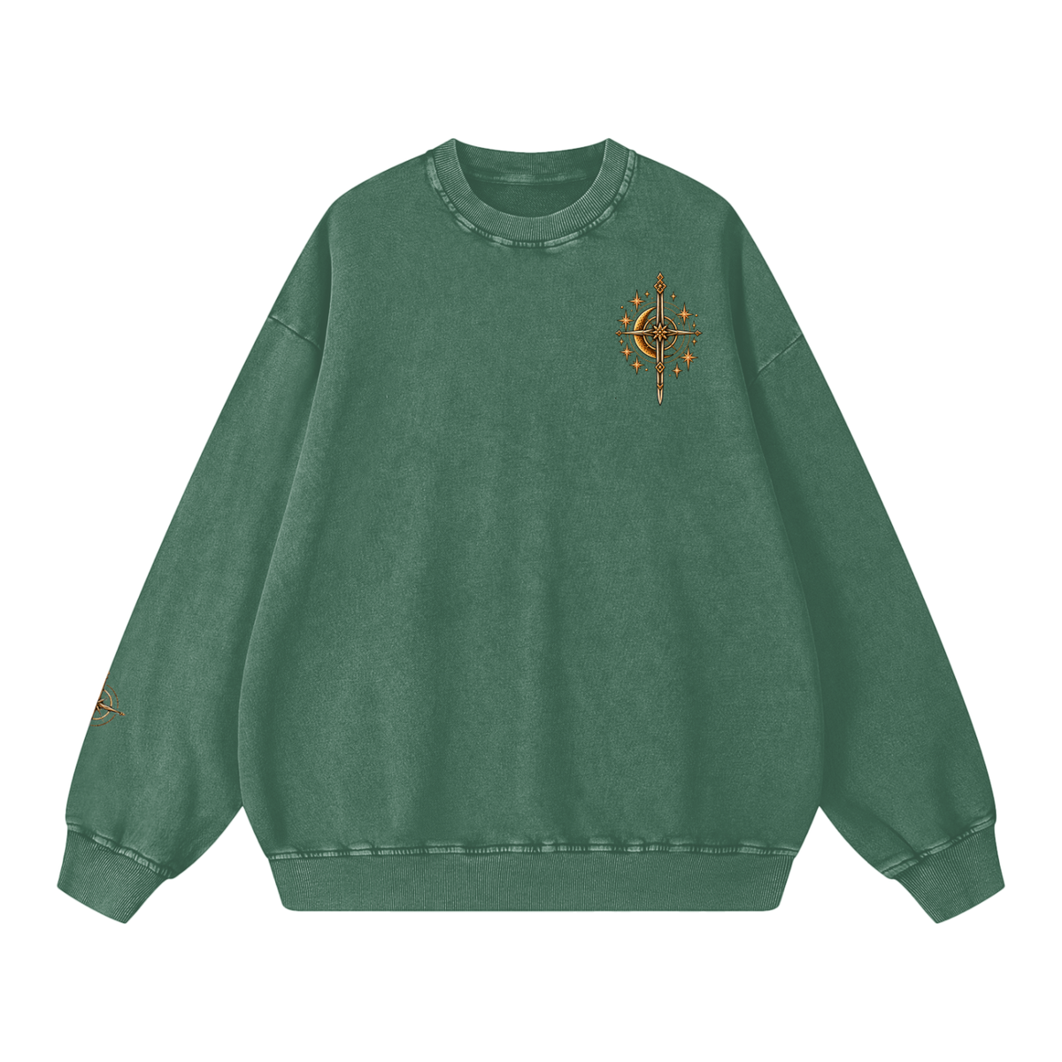 Celestial Compass | Oversized Washed Crewneck