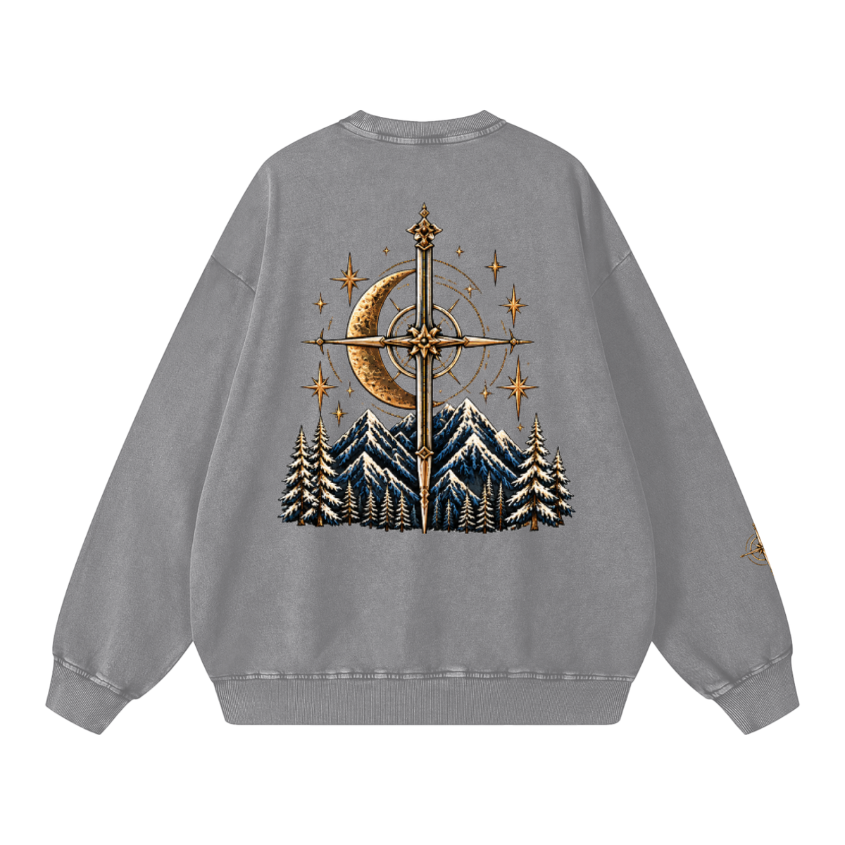 Celestial Compass | Oversized Washed Crewneck