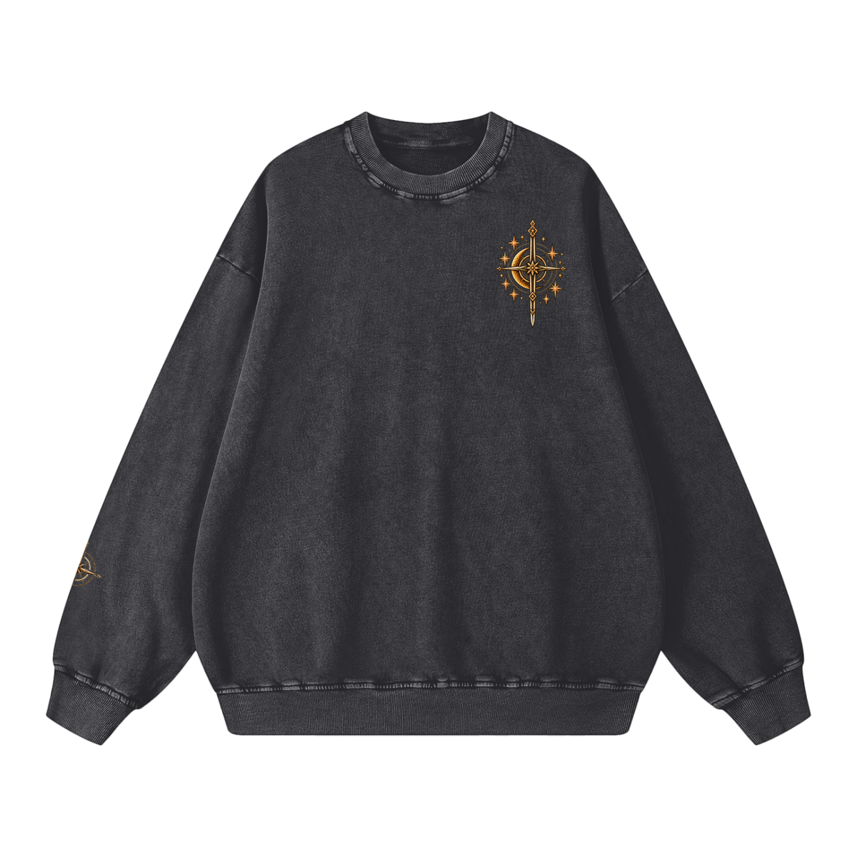 Celestial Compass | Oversized Washed Crewneck